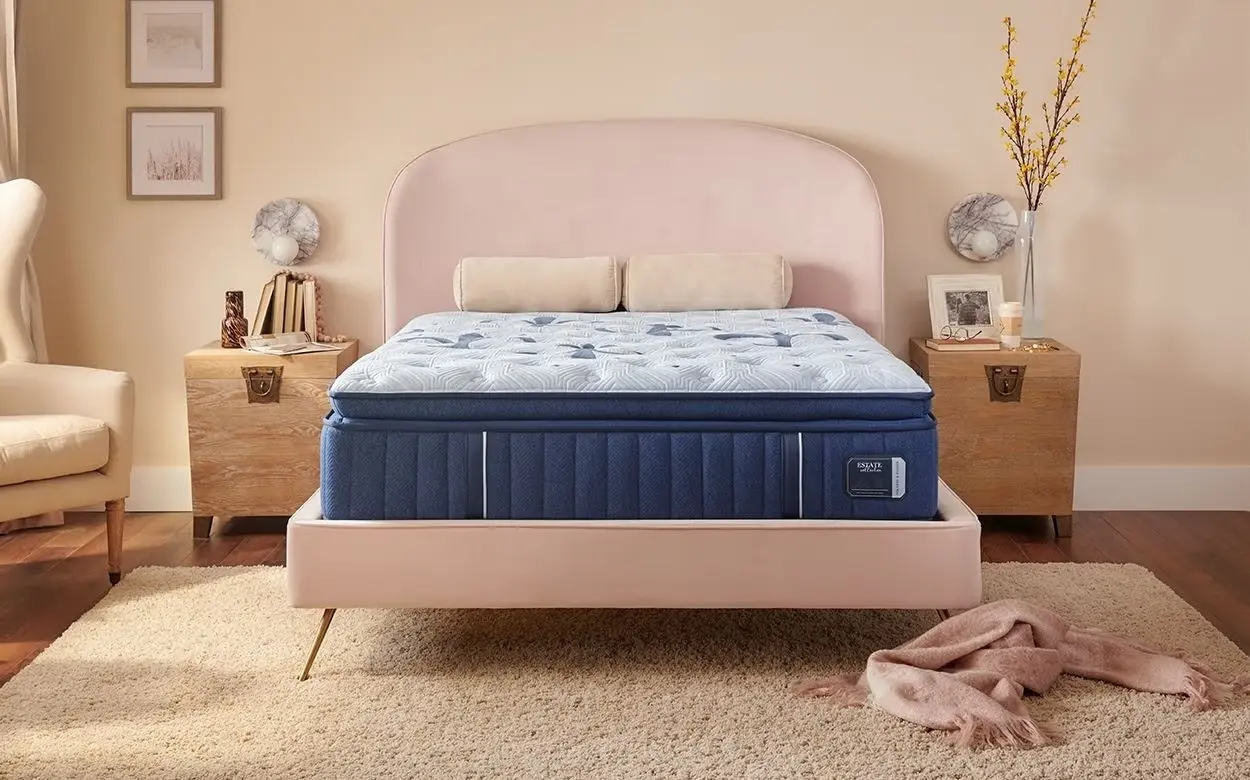 Saatva Loom and Leaf mattress in a modern bedroom